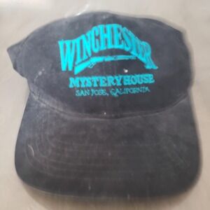 VINTAGE Winchester Mystery House Hat Cap Snap Back One Size Black Teal Mens 90s
